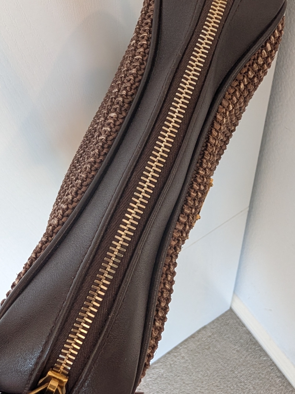 SAINT LAURENT Lou Ysl Monogram Raffia Camera Bag In Brown - Picture 10 of 14
